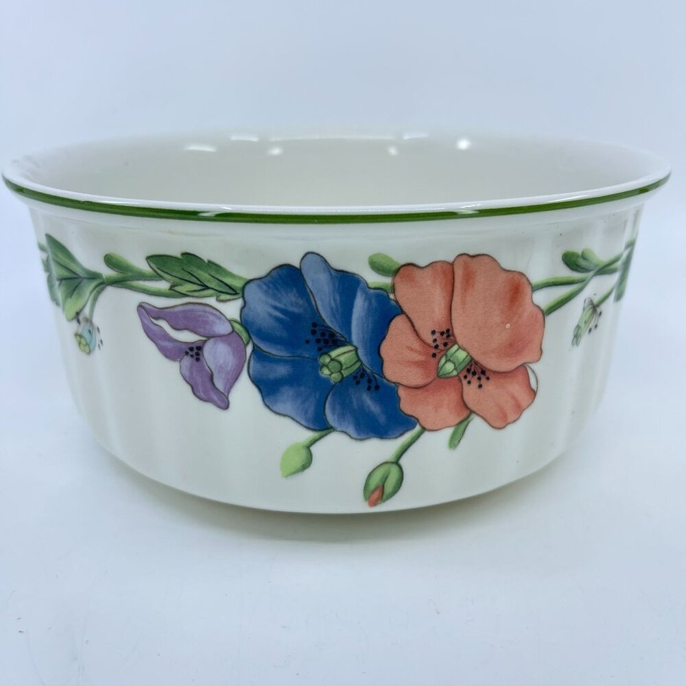 vintage villeroy & boch "amapola" souffle baking dish textured floral motif